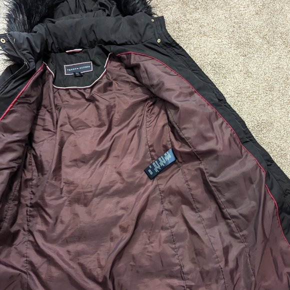 Tommy Hilfiger Black Fur-Trimmed Women's Winter Coat Small - Picture 7 of 7
